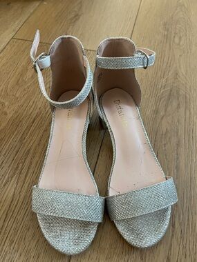 Women's Silver Glitter Ankle-Strap Sandals